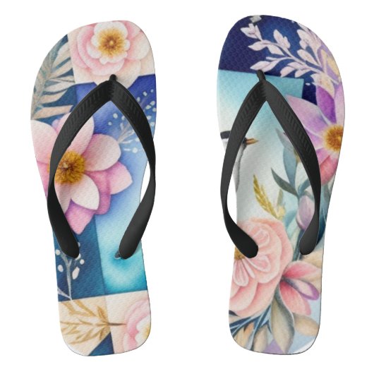 Blüten & Vögel Badesandalen (Fußbett)