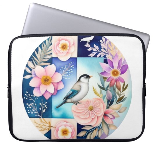 Blüten & Vögel  Laptopschutzhülle (Vorderseite)