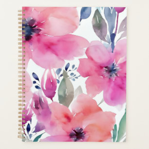 Blüten Wasserfarben Rosa Blumen Gemalt Planer