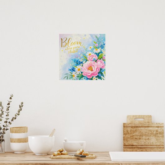 Blüten wo Sie gepflanzt werden Vibrant Wasserfarbe Poster (Küche)