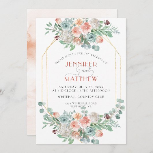 BlütenApricot | Einladung (Vorne/Hinten)