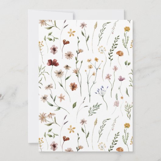 Blütenbaby Dusche Wildblume Laubbogen Einladung (Rückseite)