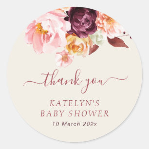 Blütenbaby florale Babydusche Runder Aufkleber