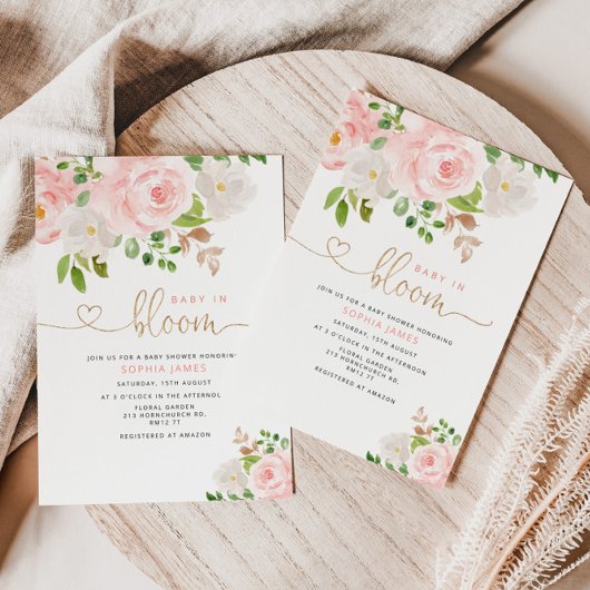 Blütenbaby in blühender Babydusche Einladung