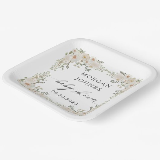 Blütenbaby in Elfenbeinblütendusche Pappteller (Gewinkelt)