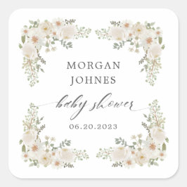 Blütenbaby in Elfenbeinblütendusche Quadratischer Aufkleber