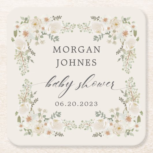 Blütenbaby in Elfenbeinblütendusche Rechteckiger Pappuntersetzer (Vorderseite)