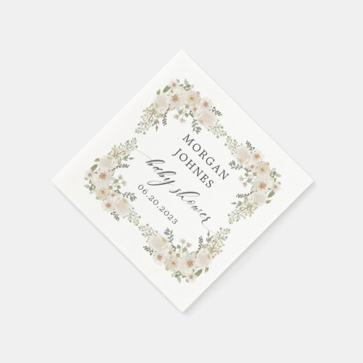 Blütenbaby in Elfenbeinblütendusche Serviette (Ecke)