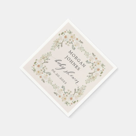 Blütenbaby in Elfenbeinblütendusche Serviette (Ecke)