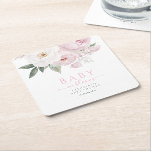 Blütenbaby in rosa Blütendusche Rechteckiger Pappuntersetzer