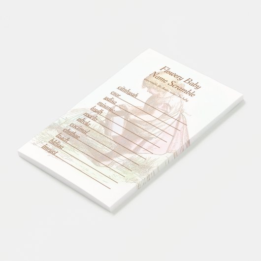 BlütenBaby Name Scramble Baby Dusche Word Spiel Post-it Klebezettel (angewinkelt)