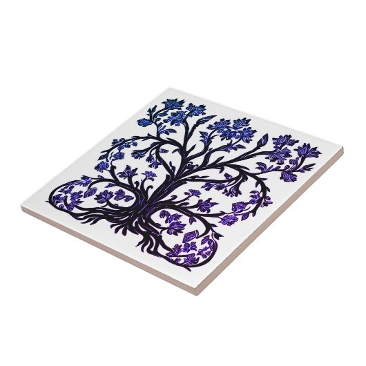 Blütenbaum #2 Cobalt Blue und White Fliese (Seite)