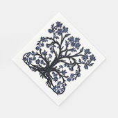 Blütenbaum #2 Cobalt Blue und White Serviette (Ecke)