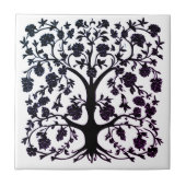 Blütenbaum #5 Schwarz und Weiß Fliese (Vorderseite)