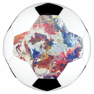 Blütenbaum abstrakt, rot-blau-gelb Blüte Fußball