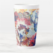 Blütenbaum abstrakt, rot-blau-gelb Blüte Milchtasse (Vorderseite)