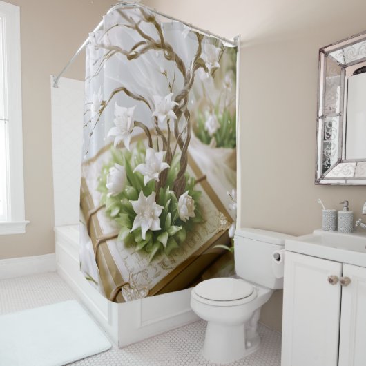 Blütenbaum aus einem Buch Duschvorhang (Beispiel)