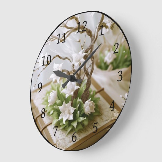 Blütenbaum aus einem Buch Große Wanduhr (Winkel)