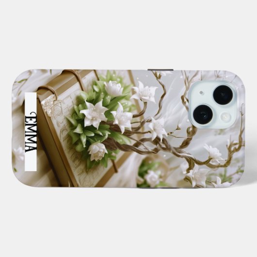 Blütenbaum aus einem Buch-Individuelle Name Case-Mate iPhone Hülle (Rückseite (Horizontal))