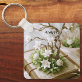 Blütenbaum aus einem Buch Schlüsselanhänger (Vorderseite)