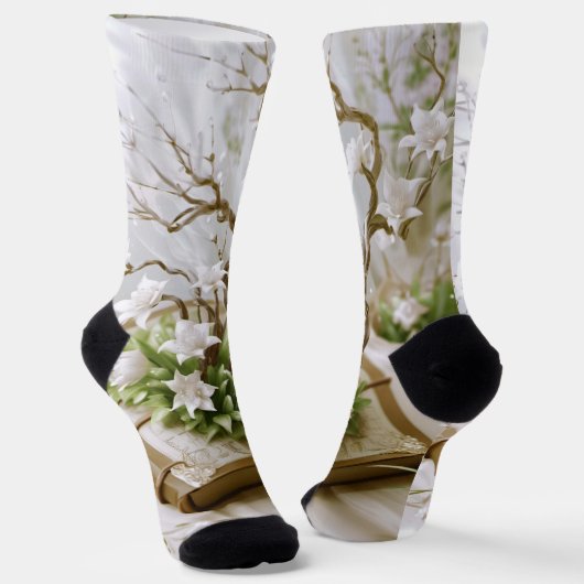 Blütenbaum aus einem Buch Socken (Gewinkelt)