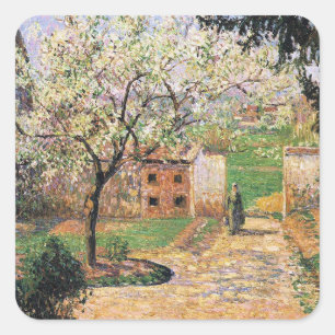 Blütenbaum, Eragny Camille Pissarro Quadratischer Aufkleber