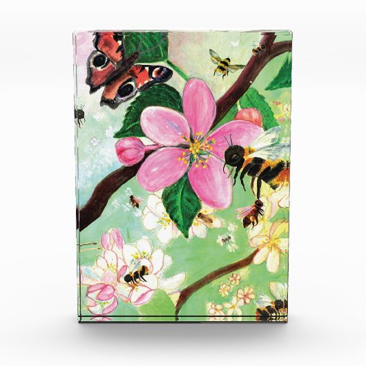 Blütenbaum mit Bienen Fotoblock (Vorderseite)