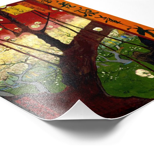 Blütenbaum nach Hiroshige von Van Gogh Fotodruck (Ecke)