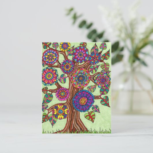 Blütenbaum Postkarte (Stehend Vorderseite)