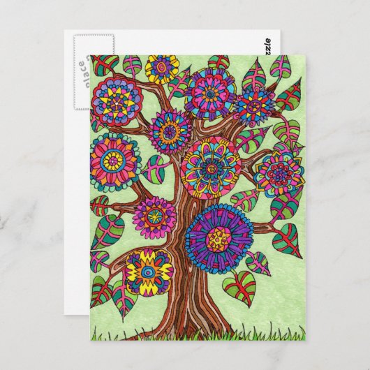 Blütenbaum Postkarte (Vorne/Hinten)