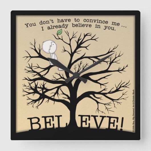 Blütenbaum Quadratische Wanduhr (Vorderseite)