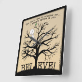 Blütenbaum Quadratische Wanduhr (Winkel)