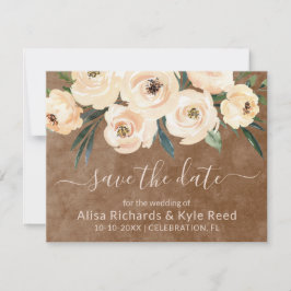 Blütenbeige Blush Gold Save the Date in Braun Ankündigung