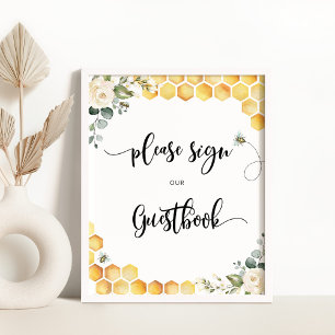 Blütenbiene in Wasserfarben signiert das Guestbook Poster