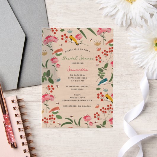 Blütenbienen-Brautparty Pergament Einladungen (Hochzeit)