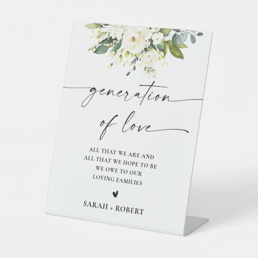 Blütenbildung der Weißen Rosen Liebe Sockelschild (Vorderseite)