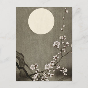 Blütenblätter am Vollmond von Ohara Koson Postkarte