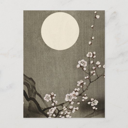 Blütenblätter am Vollmond von Ohara Koson Postkarte (Vorderseite)