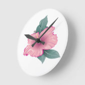 Blütenblätter aus Blume mit grünen Blätter Runde Wanduhr (Winkel)