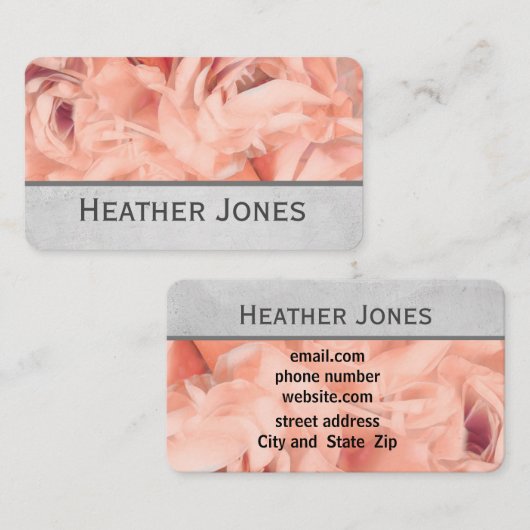 Blütenblätter der hübschen Rose rosa und grau Visitenkarte (Vorne/Hinten)