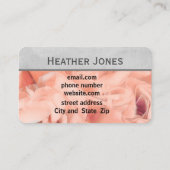 Blütenblätter der hübschen Rose rosa und grau Visitenkarte (Rückseite)