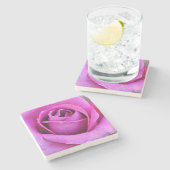 Blütenblätter der rosa Rose Blumen Kunst Untersetz Steinuntersetzer (Seitenansicht)