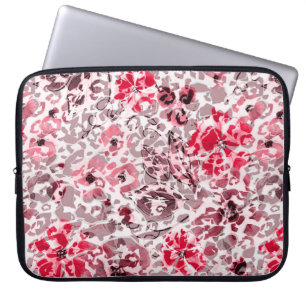 Blütenblätter, Leopard, Rot und Weiß, Rot, Weiß, S Laptopschutzhülle