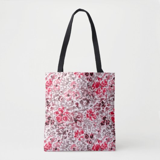 Blütenblätter, Leopard, Rot und Weiß, Rot, Weiß, S Tasche (Vorderseite)