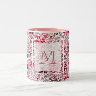 Blütenblätter, Leopard, Rot und Weiß, Rot, Weiß, S Zweifarbige Tasse