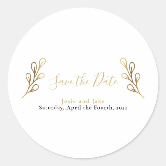 Blütenblätter mit Goldeffekt Save the Date Umschla Runder Aufkleber (Vorderseite)