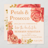 Blütenblätter Prosecco elegantes Brautparty Einladung (Vorne/Hinten)