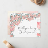 Blütenblätter & Prosecco-Vorschlag für Blumenzette Mitteilungskarte (Vorderseite/Rückseite Beispiel)