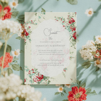 Blütenblätter Shabby Chic süß 16 Einladung