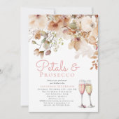 Blütenblätter und Bubbly Prosecco-Brautparty Einladung (Vorderseite)